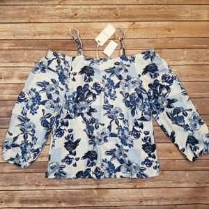 Pleione Floral Off-Shoulder Blouse S NEW